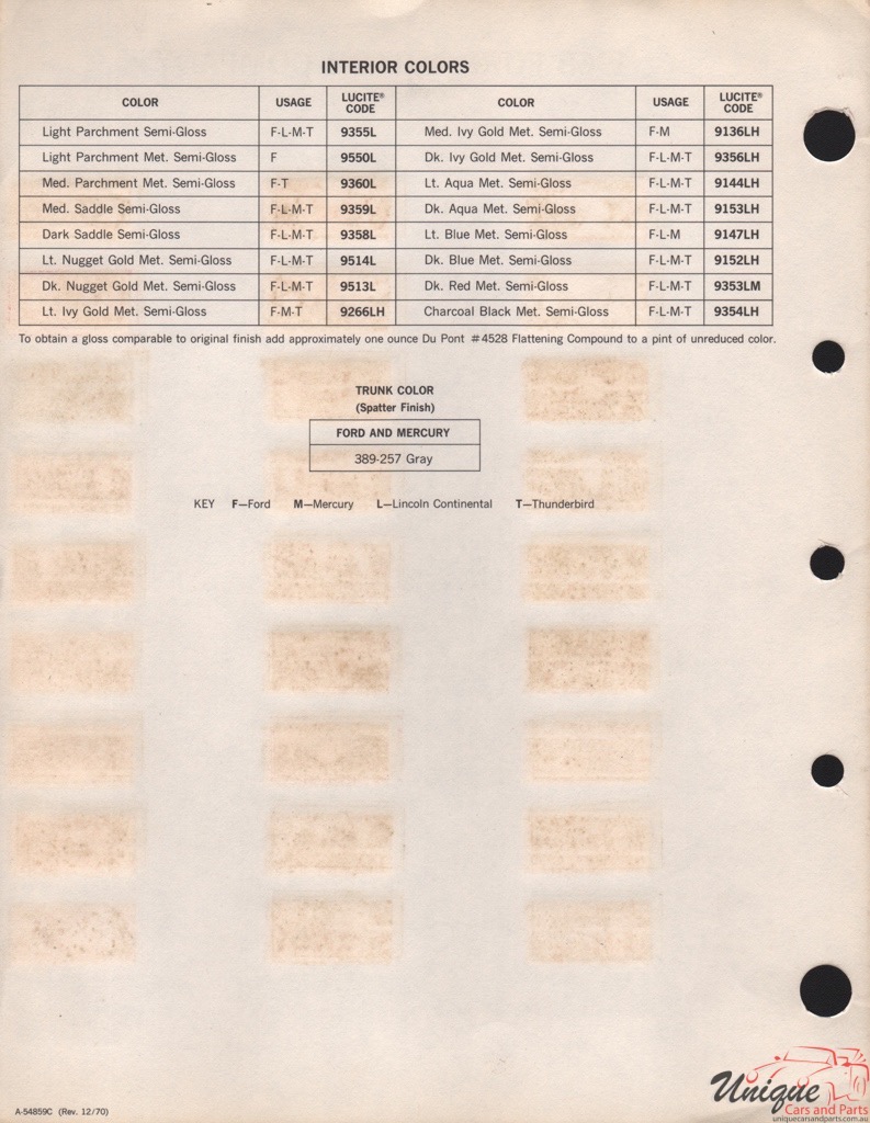 1968 Ford Paint Charts DuPont 11